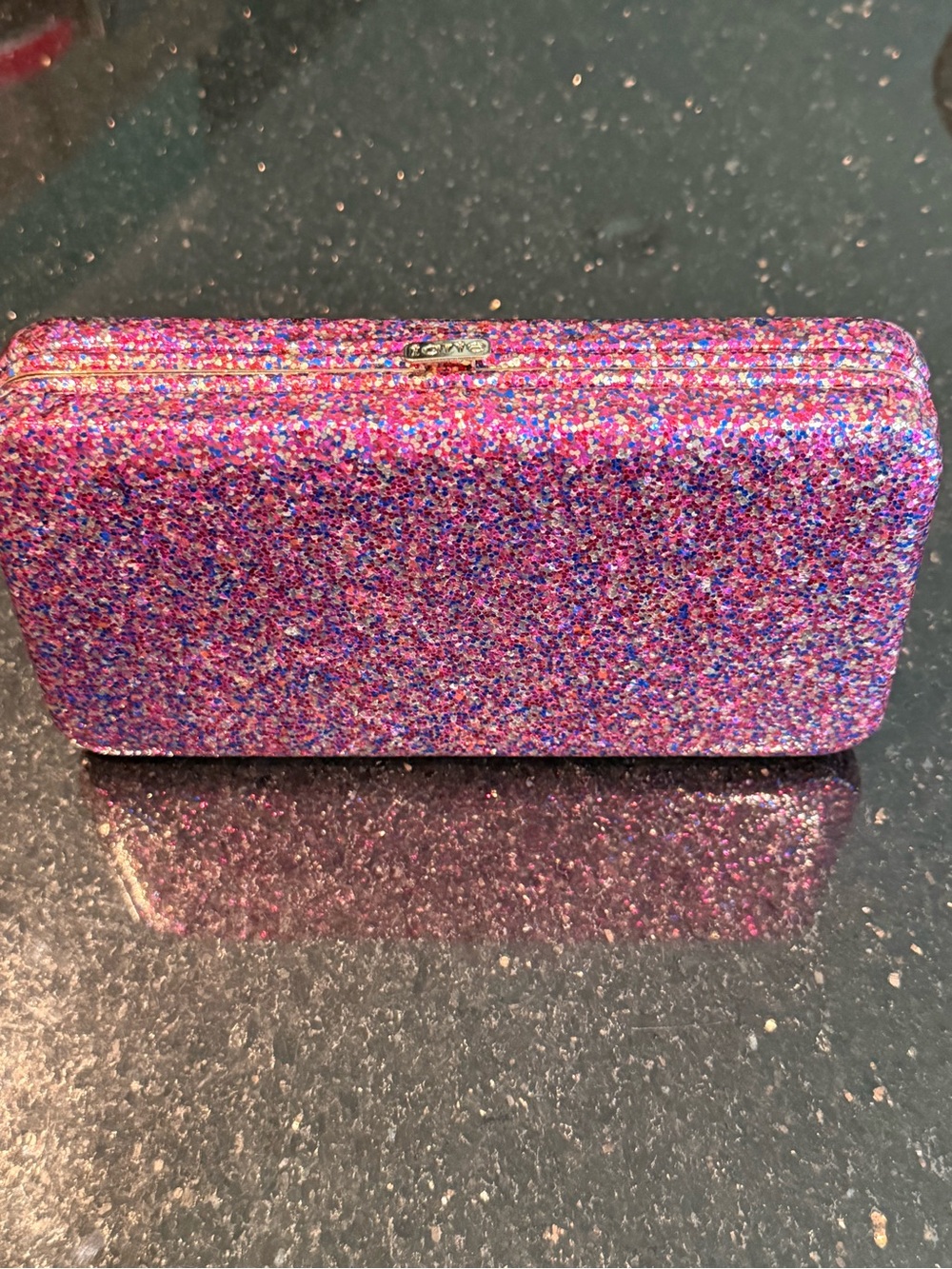 tarte Pink Glitter Rectangular Wristlet Clutch